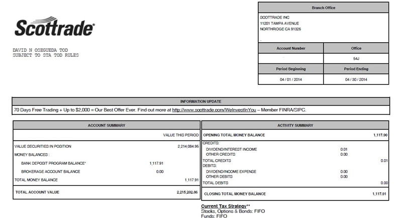 David Osegueda's Account Statement
