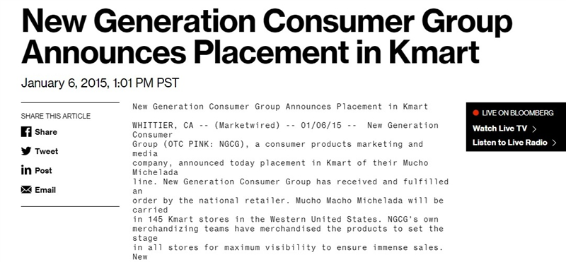 David Osegueda's New Generation Consumer Group Announces Placement in Kmart