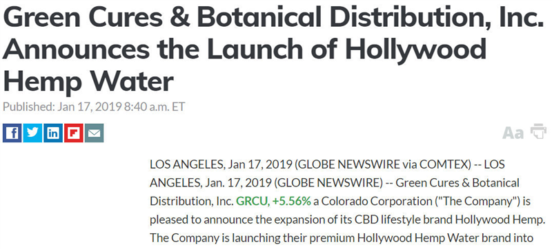 David Osegueda's Green Cures Announces The Launch of Hollywood Hemp Water