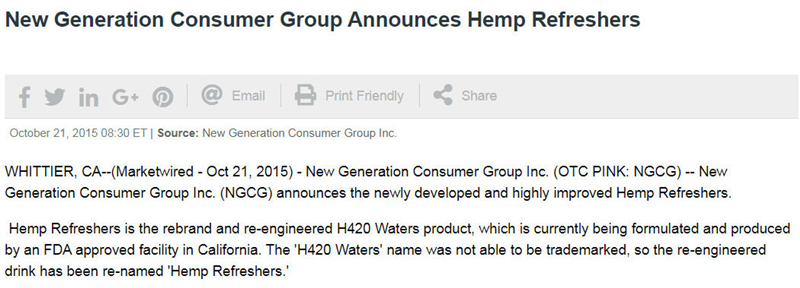 David Osegueda New Generation Group Announce Hemp Refreshers
